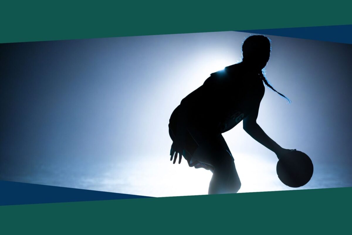 Girl dribbling a basketball